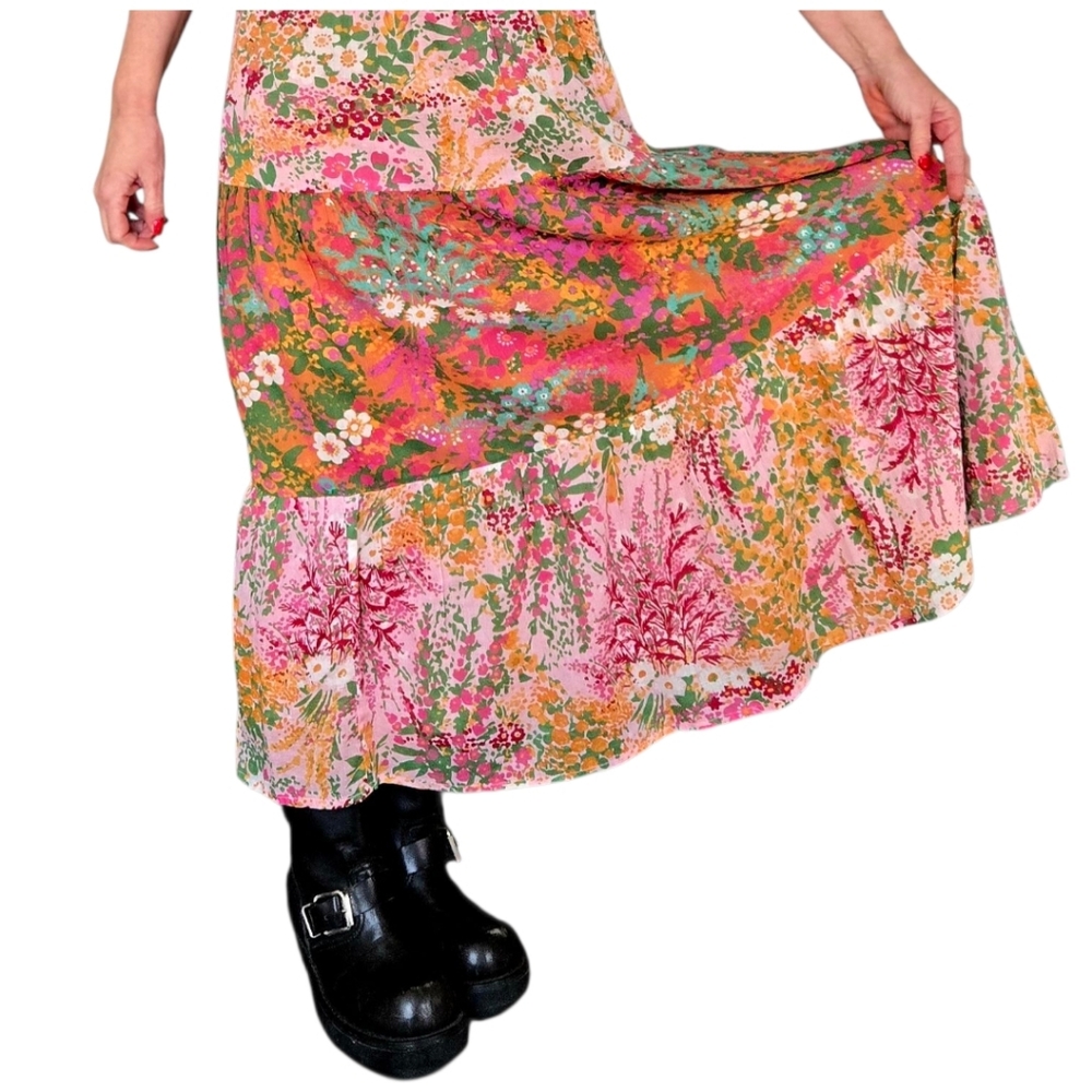 Banjanan Hilary Floral Dress Maxi Boho Loki's Garden Puff Sleeve Size XS - Picture 7 of 12